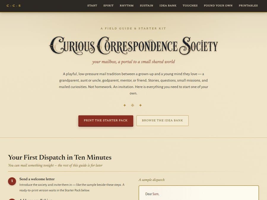 The Curious Correspondence Society field guide