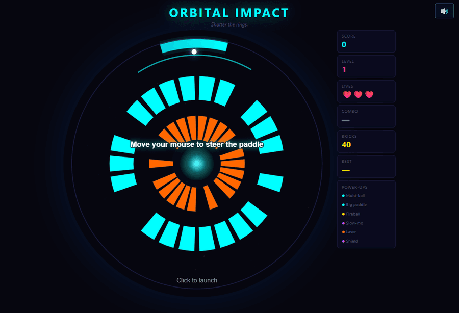 Orbital Impact, one of the Game Lab arcade games